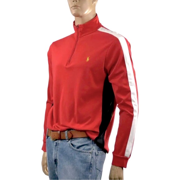 POLO RALPH LAUREN PIMA COTTON TRACK SUIT TOP JACKET 1/4 ZIP SHIRT PONY LOGO MED - Picture 2 of 5